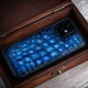 Чохол накладка зі шкіри крокодила Crocсo для Samsung S24 Plus пофарбований | Синій - зображення 5