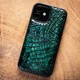 Чохол накладка зі шкіри крокодила Crocсo для Samsung S24 Plus пофарбований | Зелений - зображення 1