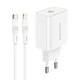 Адаптер сетевой BOROFONE Type-C to Lightning cable Easy Speed single port charger BA57A |Type-C, 20W/3A, PD/QC| белый - изображение 1