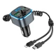 Адаптер автомобильный Hoco Energy with Lightning/Type-C Cable car BT FM transmitter E74 |2USB, 3A/18W, QC| серый - изображение 5