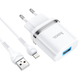 Адаптер сетевой Hoco Lightning Cable Ardent charger set N1 |1USB, 2.4A, 12W| (Safety Certified) белый - изображение 1