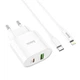 Адаптер сетевой Hoco Type-C to Lightning Cable Lineal C95A |1USB/1Type-C, PD/QC, 20W/3A| белый - изображение 2