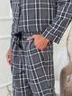 Пижама мужская COSY домашний костюм с фланели (брюки+рубашка) XL клетка серо-черная F671P - изображение 6