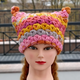 Жіноча трикотажна шапка - кішка, HandMade модна стильна шапка з вушками на кожен день від PRIGRIZ - зображення 1