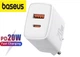 20W швидка зарядка 2хUSB Baseus Charger для Iphone, Apple, Samsung, Xiaomi зарядний пристрій PD білий - зображення 1