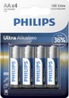 Алкалиновые батарейки Philips Ultra Alkaline АА лента 4 шт (LR6E4B/10) - изображение 1
