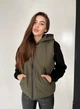 Женский теплый жилет с капюшоном с KM 0026 54-56 Хаки ( 0026/5 D ) - изображение 1