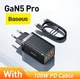 65w швидка зарядка Baseus GaN5 Pro Fast Charger QC4.0+PD3.0 USB+2Type-C + кабель Type-C to Type-C 100W 20V/5A 1м. Зарядний пристрій чорний. - зображення 1