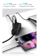 65w швидка зарядка Baseus GaN5 Pro Fast Charger QC4.0+PD3.0 USB+2Type-C + кабель Type-C to Type-C 100W 20V/5A 1м. Зарядний пристрій чорний. - зображення 12