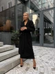 Женское пальто на запах средней длины Le'Katrin 574-1L Черный - изображение 4