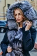 Жіноча парка Zefur зимова з натуральним хутром чорнобурої лиси 46 синя - зображення 4