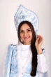 Карнавальний костюм жіночий Зима (Снігуронька) розмір S / M Біло - блакитний - зображення 3