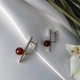 Серебряные серёжки (пара) серьги Шар с Янтарем серебро 925 Родированное 904 3.38г - изображение 7