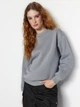 Свитшот флисовый оверсайз женский Trendyol TWOAW24SW00101 S Серый (8683049013587) - изображение 1