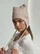 Шапка с ушками кошка D.Hats бежевого цвета теплая универсальная - изображение 1