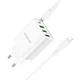Сетевое зарядное устройство Borofone BA79A 3 USB/ Type-C белое + кабель Type-C to Lightning - изображение 3