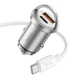 Автомобільний зарядний пристрій Hoco NZ10 USB/ Type-C PD 45W сріблястий + кабель Type-C to Type-C - зображення 1