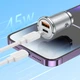 Автомобільний зарядний пристрій Hoco NZ10 USB/ Type-C PD 45W сріблястий + кабель Type-C to Lightning - зображення 8