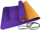 Килимок для йоги та фітнесу EasyFit TPE+TC 6мм двошаровий фіолетовий-помаранчевий - зображення 1