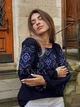 Атмосферная вышитая блуза женская "Марсела" темно-синяя вышиванка на легком шифоне 12381-44 (M) - изображение 5