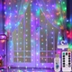 Светодиодная гирлянда штора 3м×3м с крючками 300 LED медная с пультом "Водопад" 3м×3м разноцветная - изображение 1