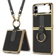 Шкіряний чохол GKK with ring and strap для Samsung Galaxy Z Flip3 Black - зображення 1