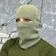Зимняя вязаная шапка-балаклава светлая олива / Утепленный подшлемник олива / Маска-трансформер размер - изображение 1