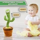 Интерактивная плюшевая музыкальная игрушка Танцующий поющий кактус в горшке с функцией повторения и подсветки на батарейках Зеленый с Красной шляпой - изображение 3