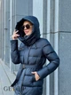 Женское зимнее длинное пальто Fodarlloy 2XL темно-синее 70672 - изображение 8
