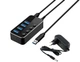 USB хаб RSHTECH RSH-516 USB 3.0 4 порти з блоком живлення hub концентратор алюмінієвий - зображення 1
