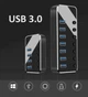 USB хаб RSHTECH RSH-518 USB 3.0 7 портів з блоком живлення hub концентратор алюмінієвий - зображення 5
