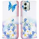 Чохол з малюнком Deexe Color Wallet для Motorola Moto G54 / G54 Power - Butterfly and Flowers - зображення 1