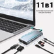 11в1 Type-C хаб для ноутбука Addap MH-13, многофункциональный разветвитель: 4 x USB 3.0 + Type-C + HDMI + VGA + Ethernet + SD + MicroSD + 3.5mm - изображение 3