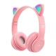 Наушники детские Bluetooth накладные Cat Ear P47M Гарнитура MP3 с кошачьими ушками RGB подсветкой Розовые - изображение 1
