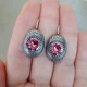 Винтажные сережки Hand Made с кристаллами Swarovski розового оттенка - изображение 2