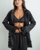 Пижамный костюм-тройка "Volan" (бра+рубашка+штаны) Черный L-XL - изображение 2