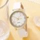 Часы унисекс с кожаными браслетами Quartz Luxury, белые - изображение 2