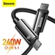 Кабель 2 метра Baseus 240W Type-C to Type-C Tungsten Gold (CAWJ040101) - изображение 5