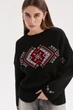 Джемпер oversize MEREZHKA Етно чорний з білим + червоним, One Size - изображение 2