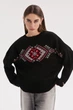 Джемпер oversize MEREZHKA Етно чорний з білим + червоним, One Size - изображение 4