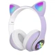 Беспроводные наушники с ушками с микрофоном Cat Ear светящиеся ушки и лапки кошки Bluetooth складные, Фиолетовые - изображение 2