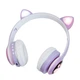 Беспроводные наушники с ушками с микрофоном Cat Ear светящиеся ушки и лапки кошки Bluetooth складные, Фиолетовые - изображение 4