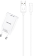 Мережевий зарядний пристрій Usams T21 USB 2.1 A Fast Charging White + кабель USB - Lightning 1 м White (6958444969916) - зображення 1