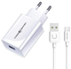 Мережевий зарядний пристрій Usams US-CC083 T22 USB 18W Fast Charging White + кабель USB - USB-C T48 1 м White (6958444900681) - зображення 1