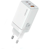 Ładowarka sieciowa Usams US-CC180 Sandru 2xUSB-C+USB 65W GaN PD3.0 QC3.0 Fast Charging biała (6958444905174) - obraz 1