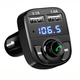 Автомобільний FM модулятор CAR X8 Трансмітер Bluetooth авто 2 USB 2.0A/1.1A Чорний - зображення 2