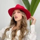 Шляпа Федора унисекс с устойчивыми полями FeltHat красная - изображение 3