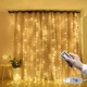 Новогодняя гирлянда штора Капля росы 3х3 м от USB, повер банка (теплый белий цвет) 300 LED с пультом ДУ - изображение 1