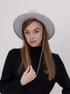 Шерстяная шляпа Федора с ремешком, пирсингом, цепочкой WOOL SIA серая - изображение 4