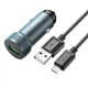 Адаптер автомобильный HOCO Z49A Level single port QC3.0 car charger set(Micro) Metal Gray - изображение 1